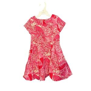 Lilly Pulitzer Kids Dress Pink Fan Print Short Sleeve Size 4